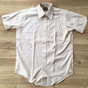 Vintage 70's ULTIMO Mens Beige Short Sleeve Dress Shirt Size 15 Made in USA